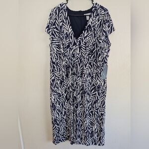 NWT London Times Flutter Sleeve Midi Dress Women's Size 24W